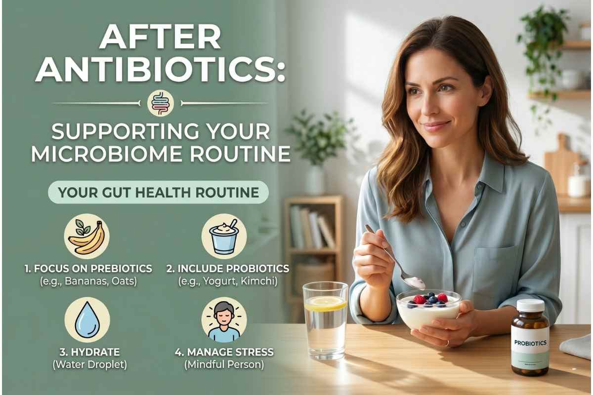 infographic about probiotic use after antibiotics