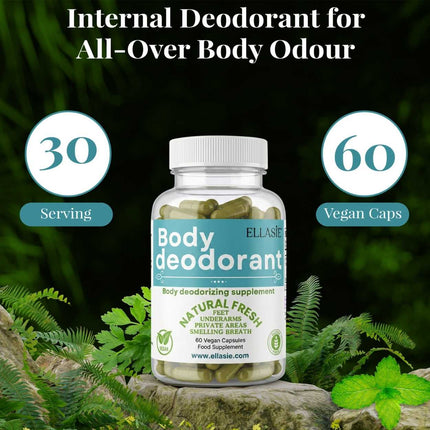 FreshBody chlorophyll capsule bottle in a botanical setting