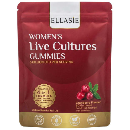 Ellasie cranberry gummies for women with live cultures and prebiotic