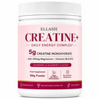 A white plastic bottle of Ellasie Creatine+ Daily Energy Complex 5g creatine monohydrate powder in Raspberry & Blueberry Flavour, shown on a clean white background.