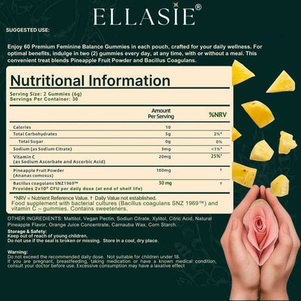Ellasie pineapple gummies supplement facts panel