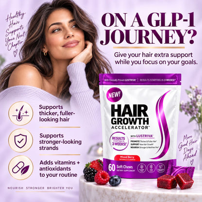 Hair Growth Accelerator with Lustriva® – 60 Gummies