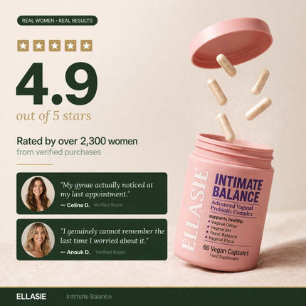 Ellasie Intimate Balance bottle with vegan capsules