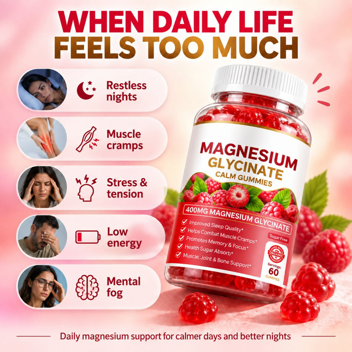 Magnesium Glycinate Gummies – 60 Gummies