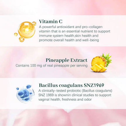 Pineapple gummies ingredients with vitamin C and Bacillus coagulans
