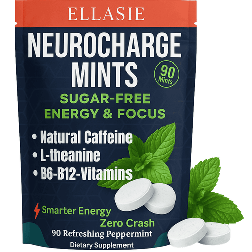 Neuro Mints: Energy Supplement with Natural Caffeine + L-Theanine & B Vitamins for daily energy. Energy Mints by Ellasie.