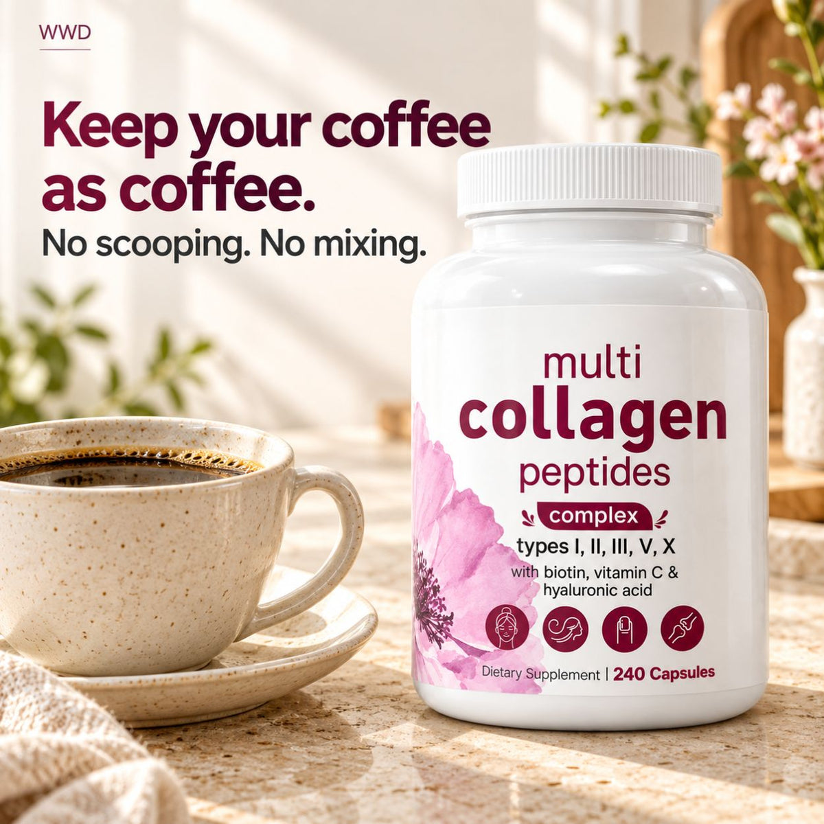 Multi Collagen Complex for Women – 240 Capsules with Biotin