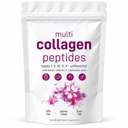 Multi Collagen Peptides Powder for Women – Types I, II, III, V & X – 454g