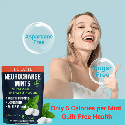 Neuro Mints: Energy Supplement with Natural Caffeine + L-Theanine & B Vitamins for daily energy. Energy Mints by Ellasie.