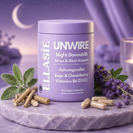 Unwire PM bottle with ashwagandha and botanical ingredients