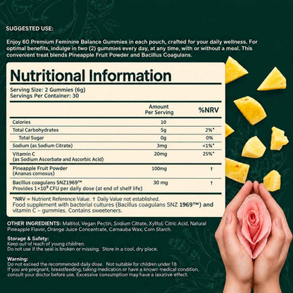 Feminine Balance Pineapple Probiotic Gummies